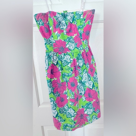 Lilly Pulitzer Strapless Dress - Green and Pink Floral - Picture 5 of 10